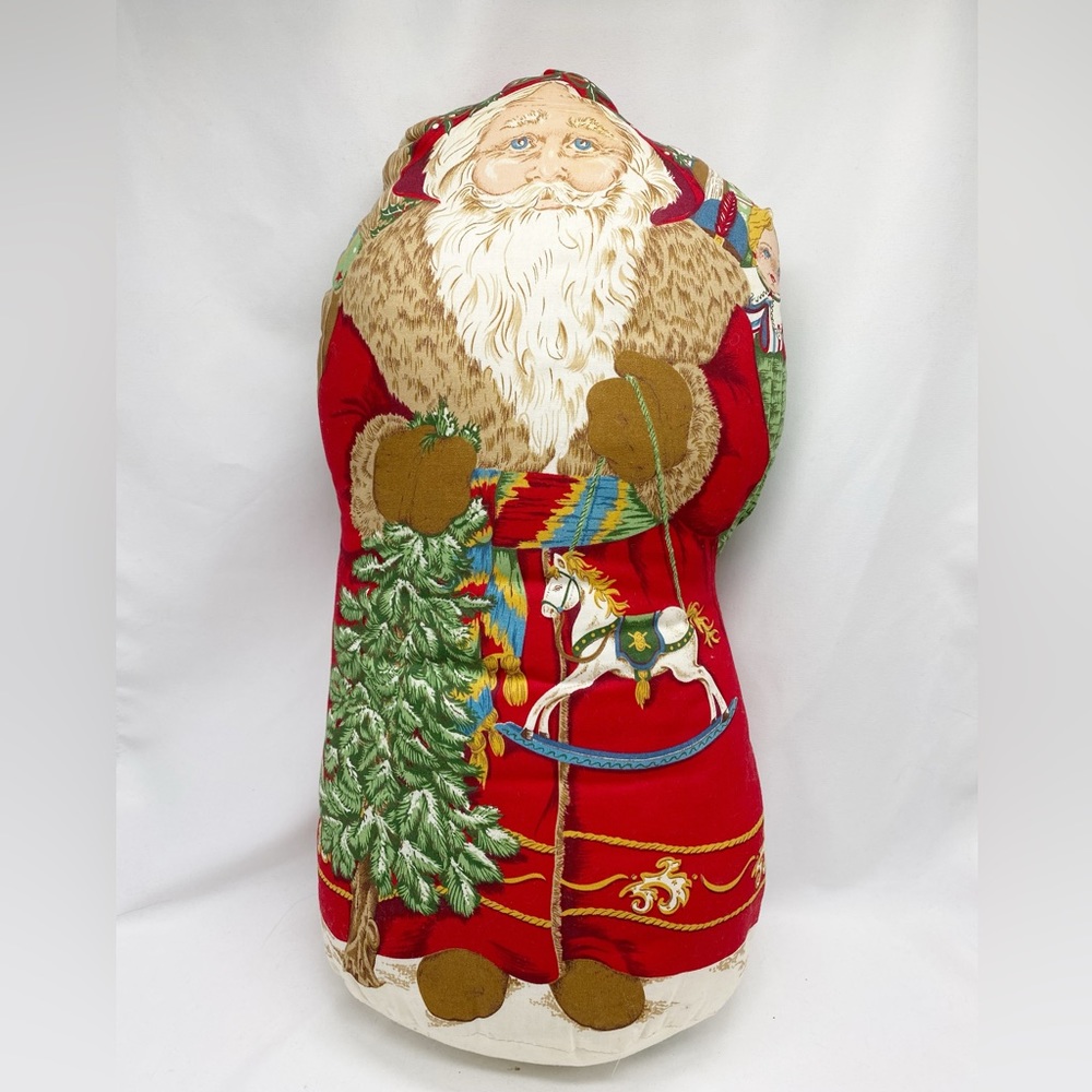 Vintage Father Christmas Santa Clause Handmade Stuffed Plush Pillow Decor Lg